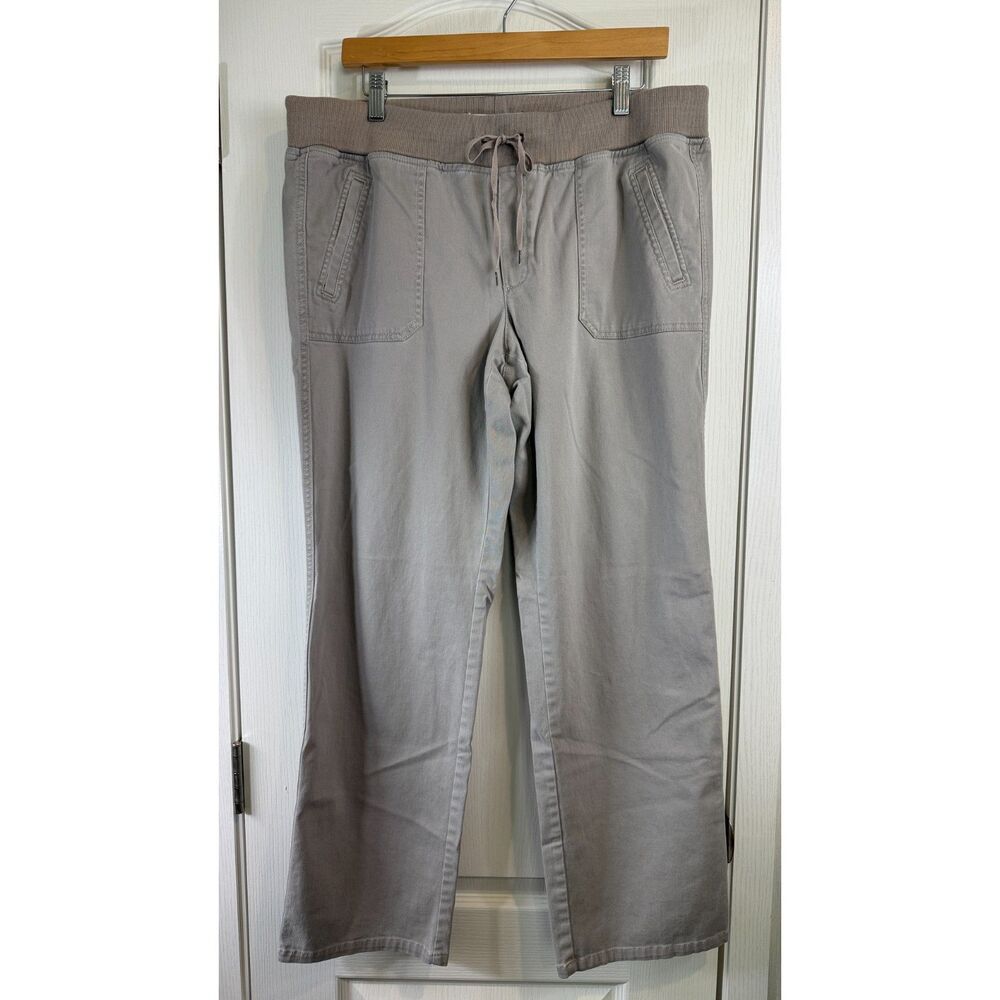 Ann Taylor LOFT Women's Pull On Drawstring Chino Pants Greige Grey Beige Size 14